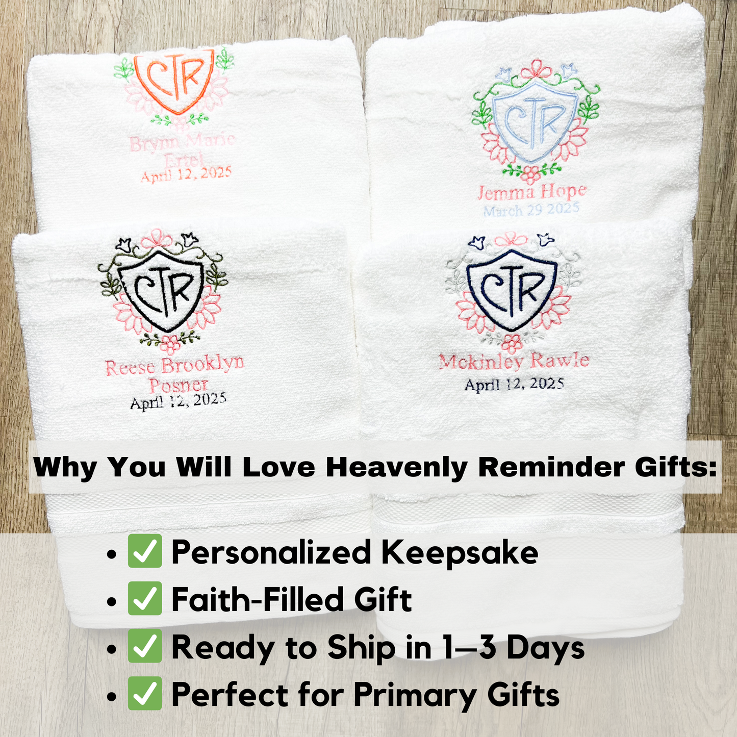 Custom CTR Baptism Towel | Floral