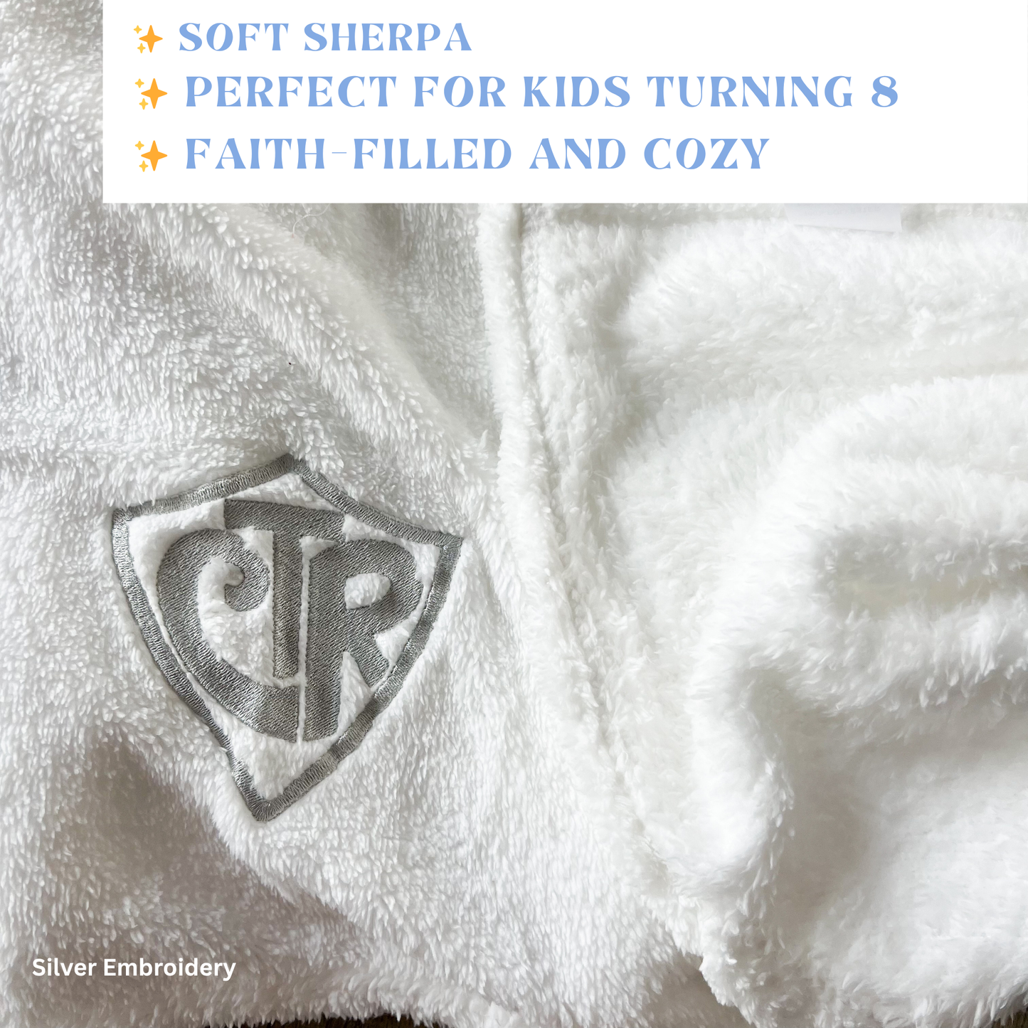 White CTR LDS Baptism Blanket