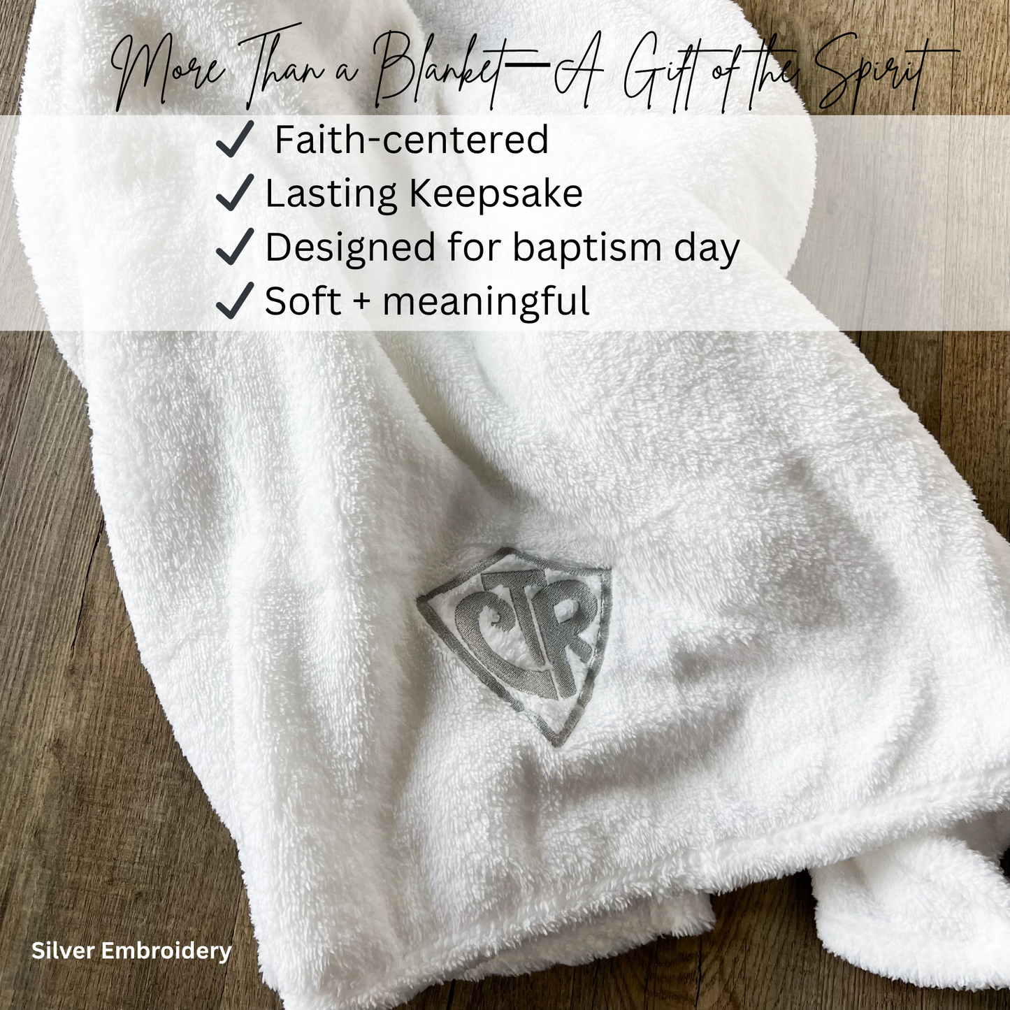 White CTR LDS Baptism Blanket