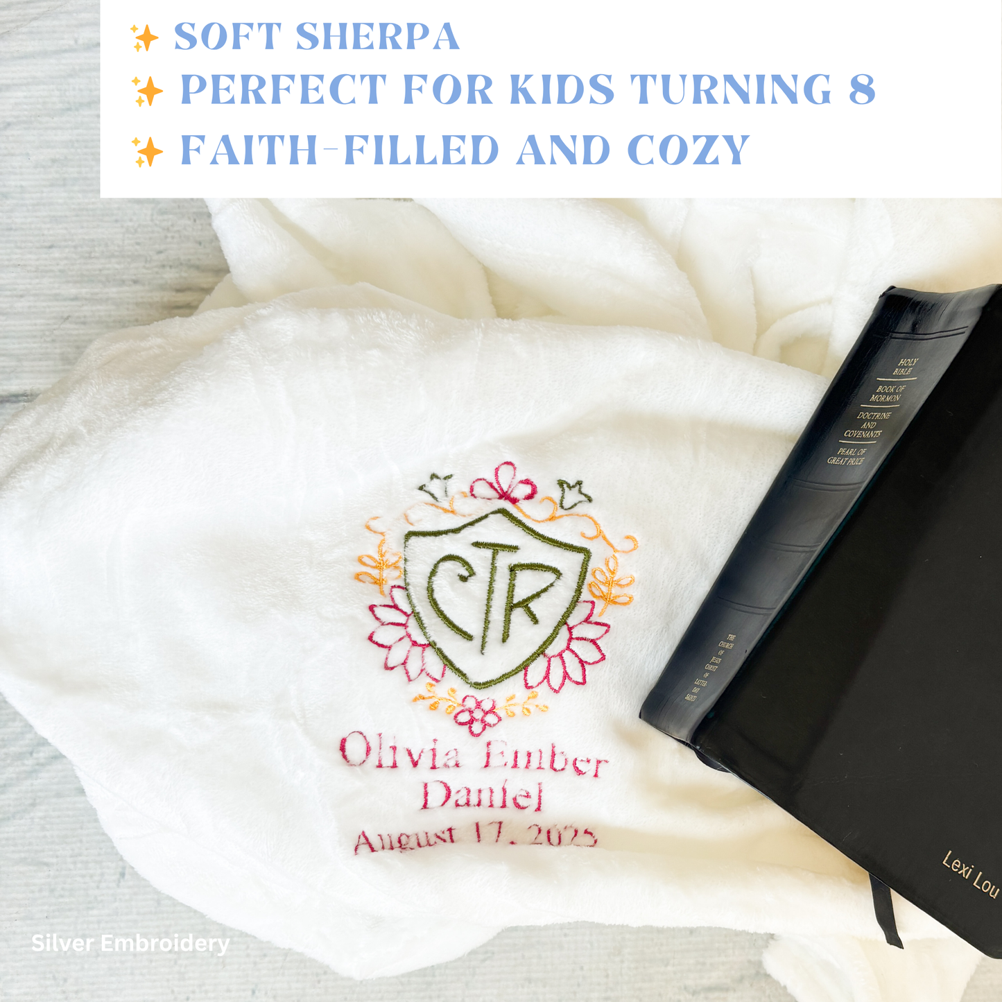 Floral CTR Baptism Blanket