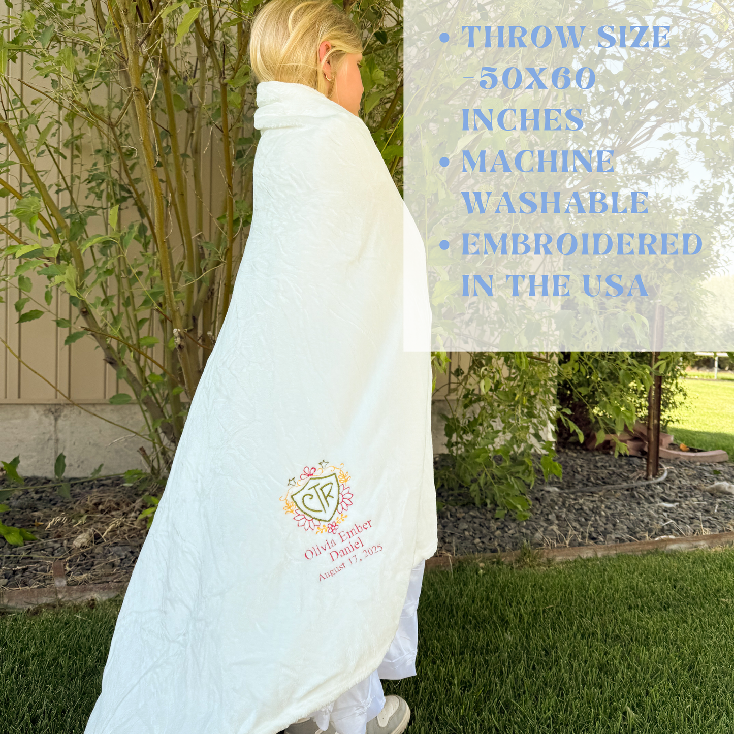 Floral CTR Baptism Blanket