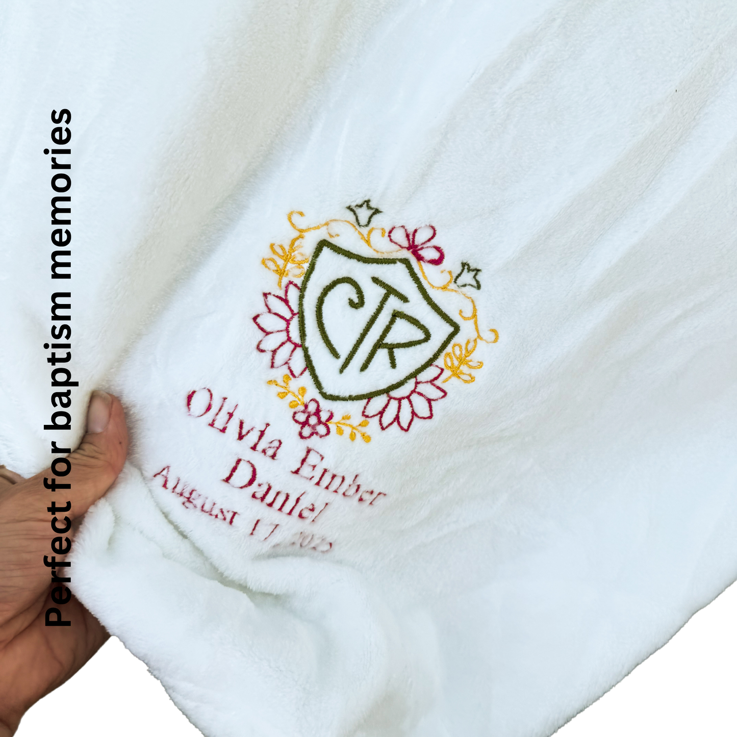 Floral CTR Baptism Blanket