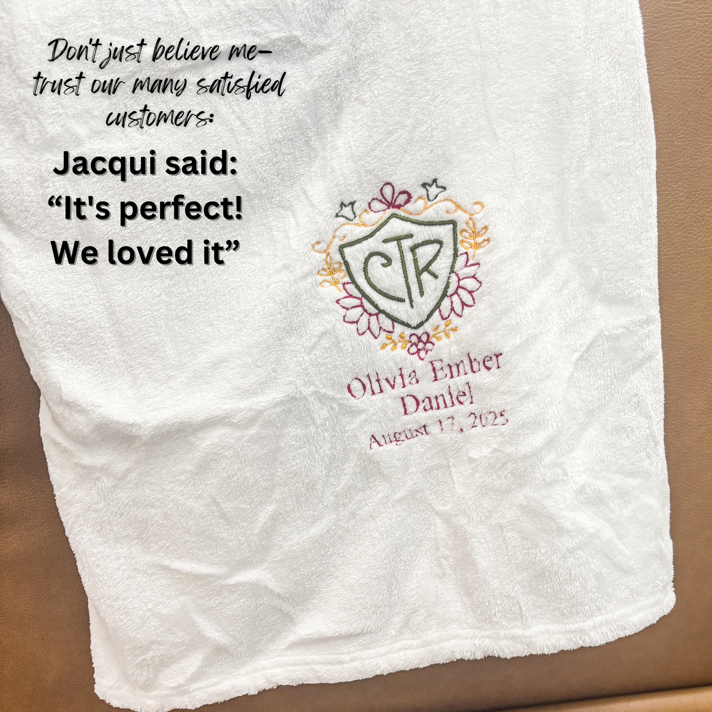 Floral CTR Baptism Blanket