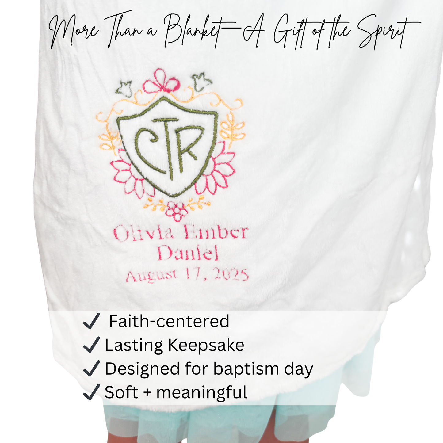 Floral CTR Baptism Blanket