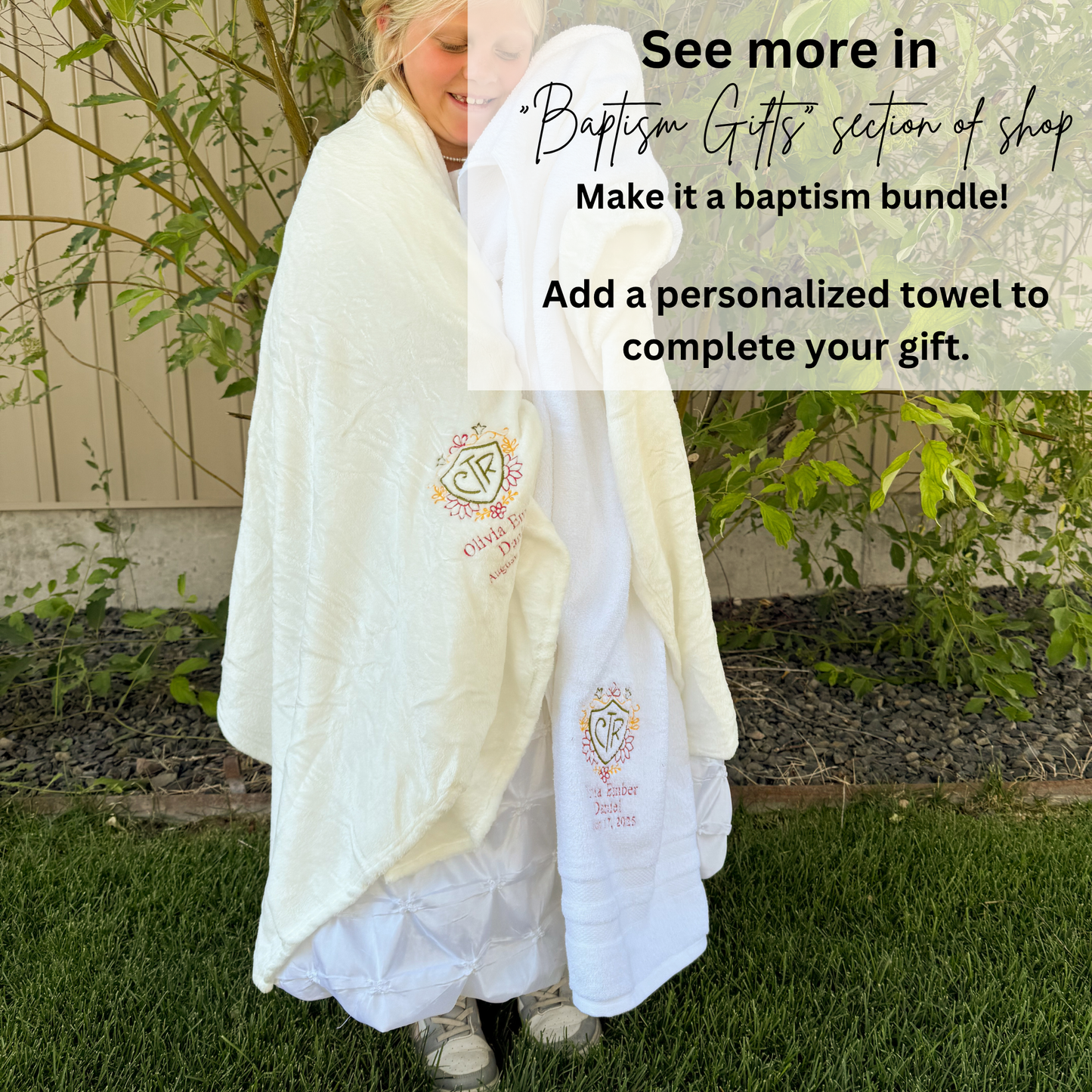 Floral CTR Baptism Blanket