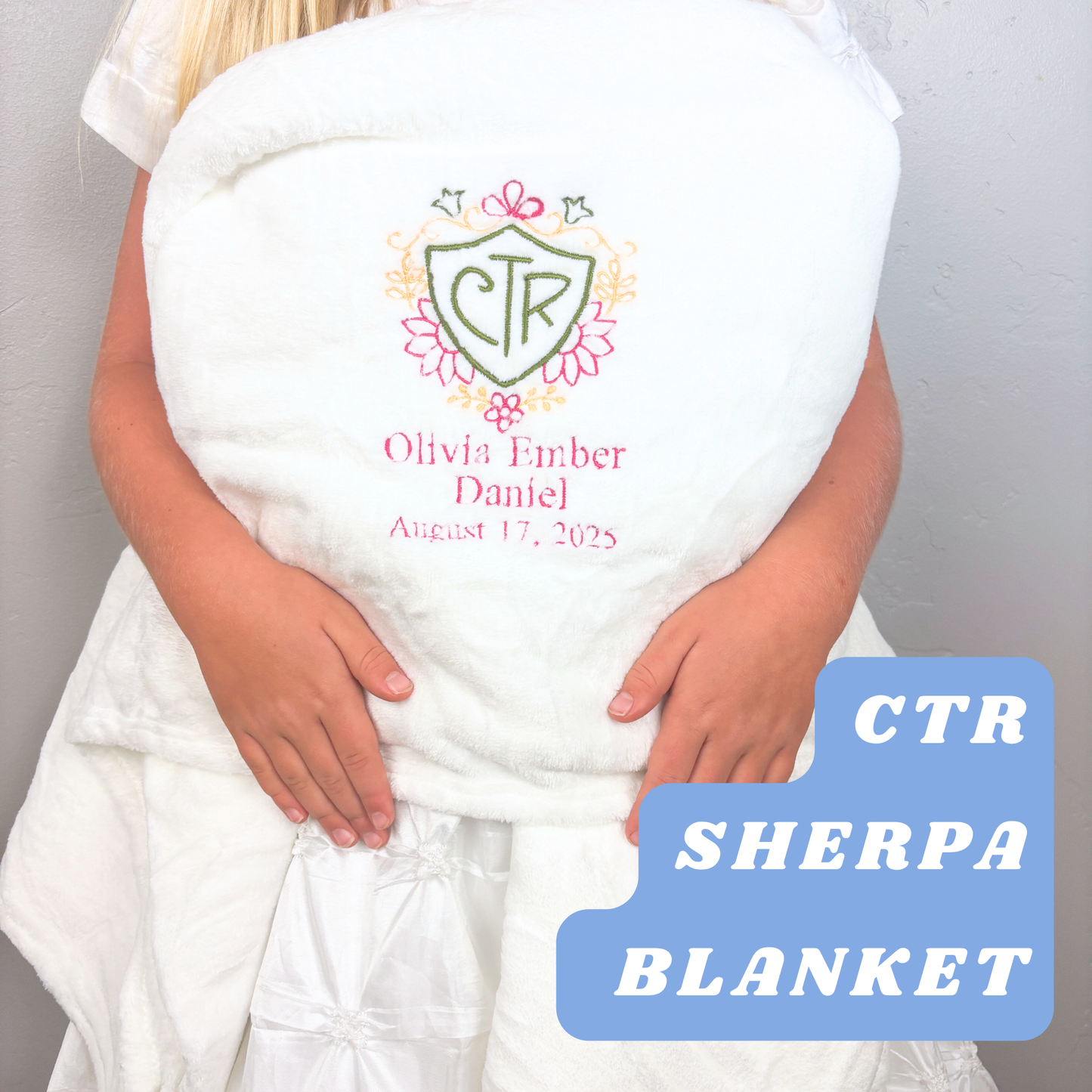 Floral CTR Baptism Blanket