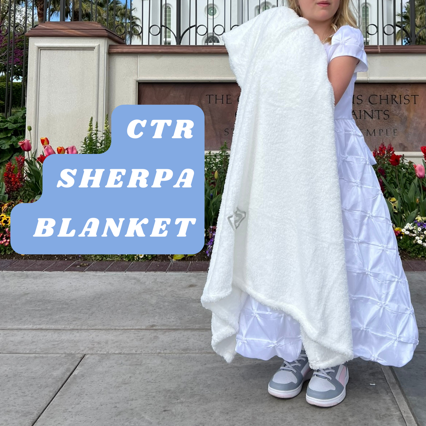 White CTR Baptism Blanket