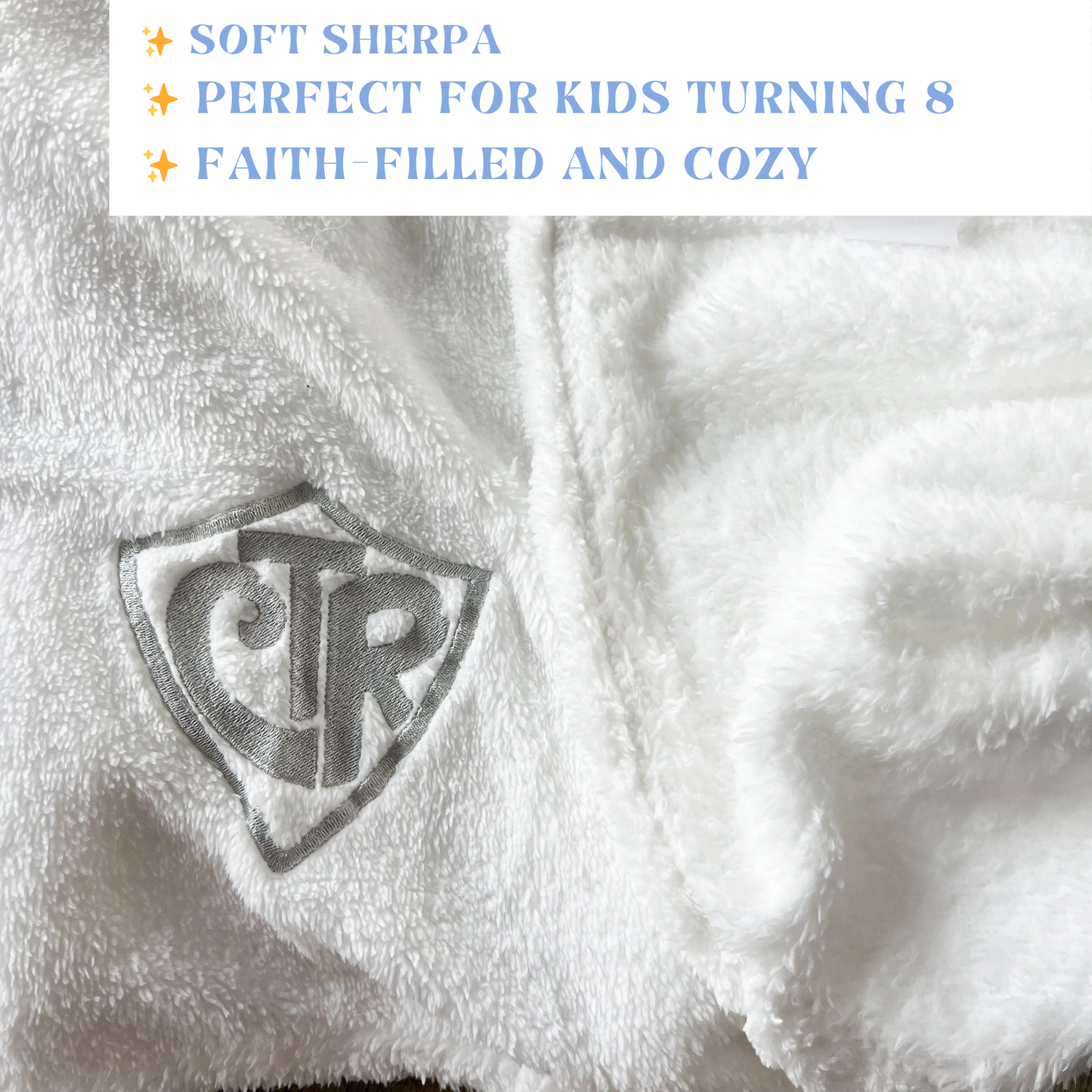 White CTR Baptism Blanket