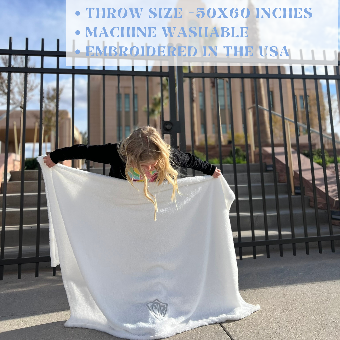 White CTR Baptism Blanket