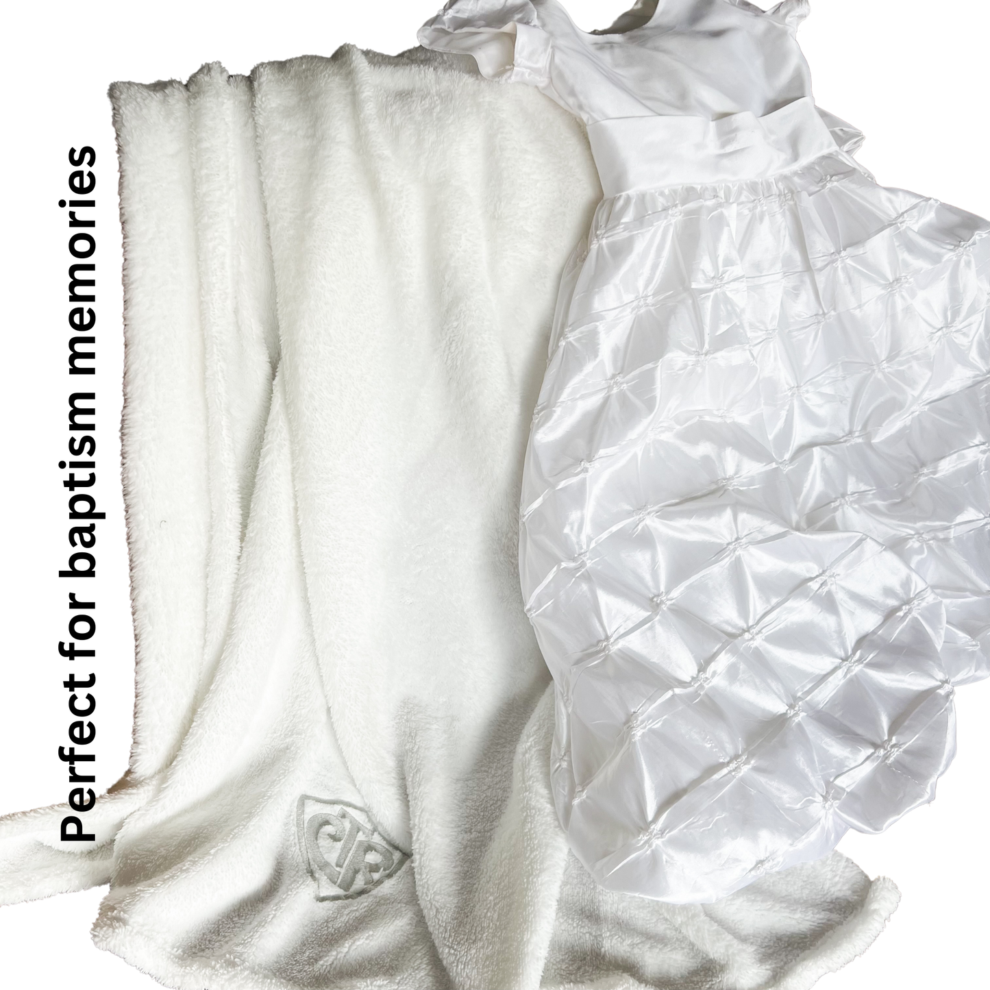 White CTR Baptism Blanket