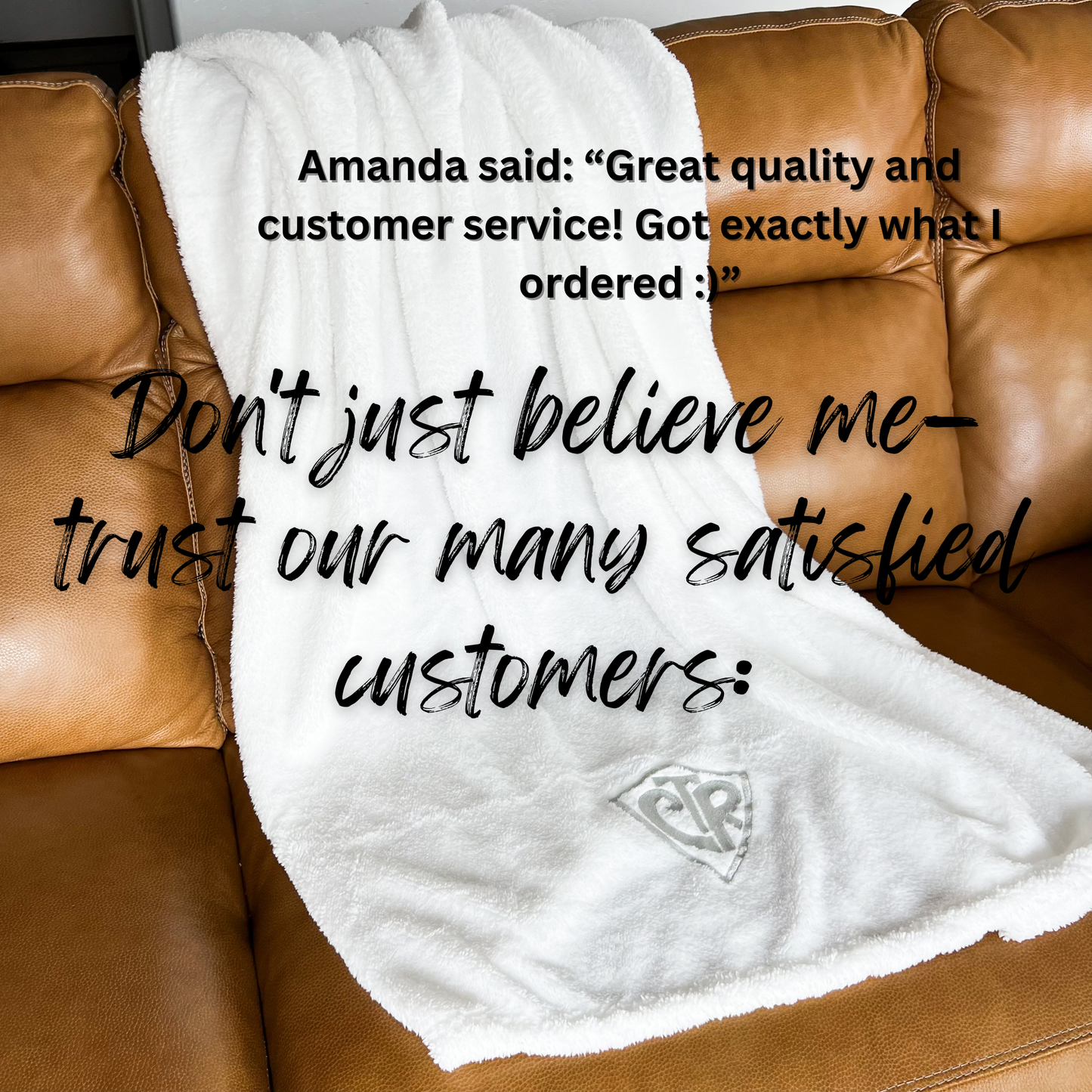 White CTR Baptism Blanket