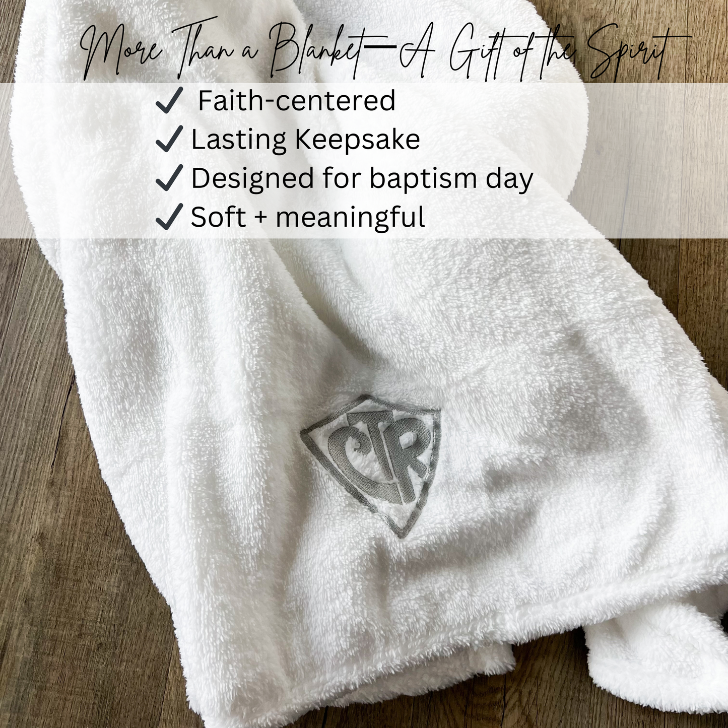 White CTR Baptism Blanket