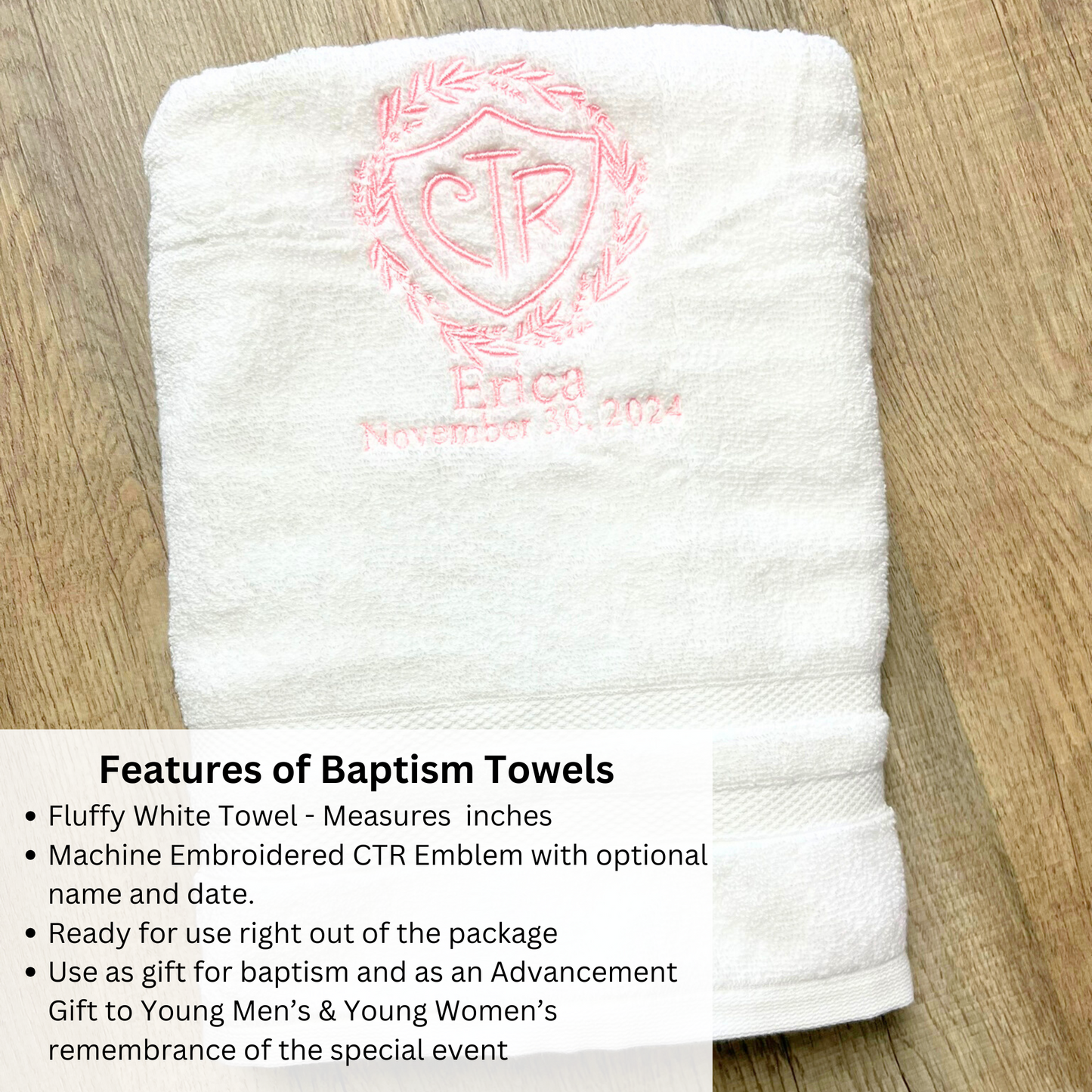 Custom CTR Baptism Towel | Wreath