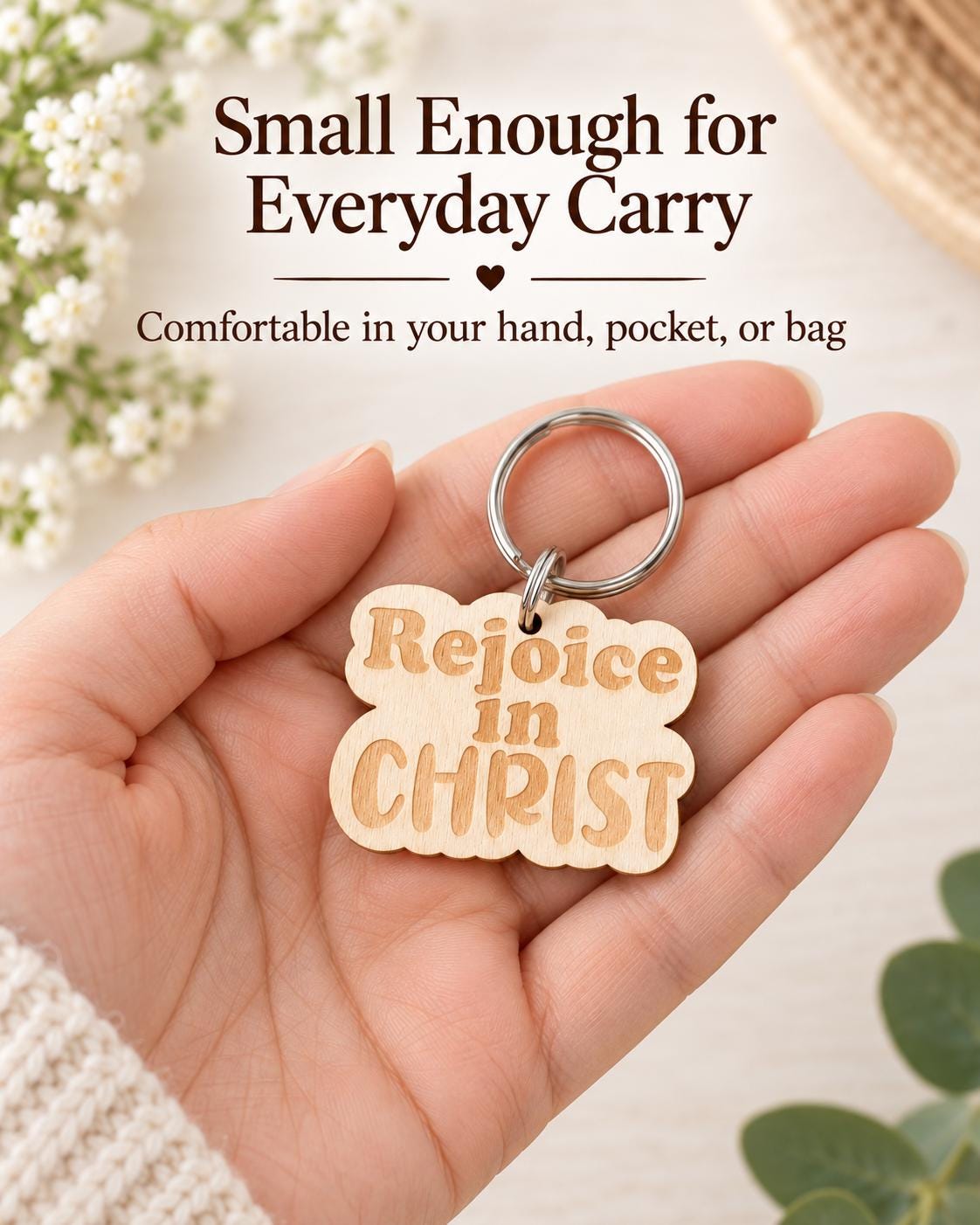 Rejoice in Christ Retro Keychain