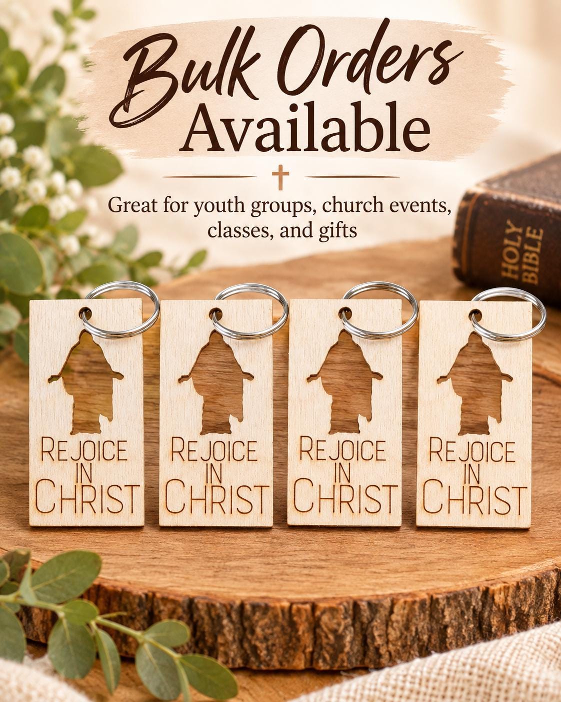 Rejoice in Christ Silhouette Keychain