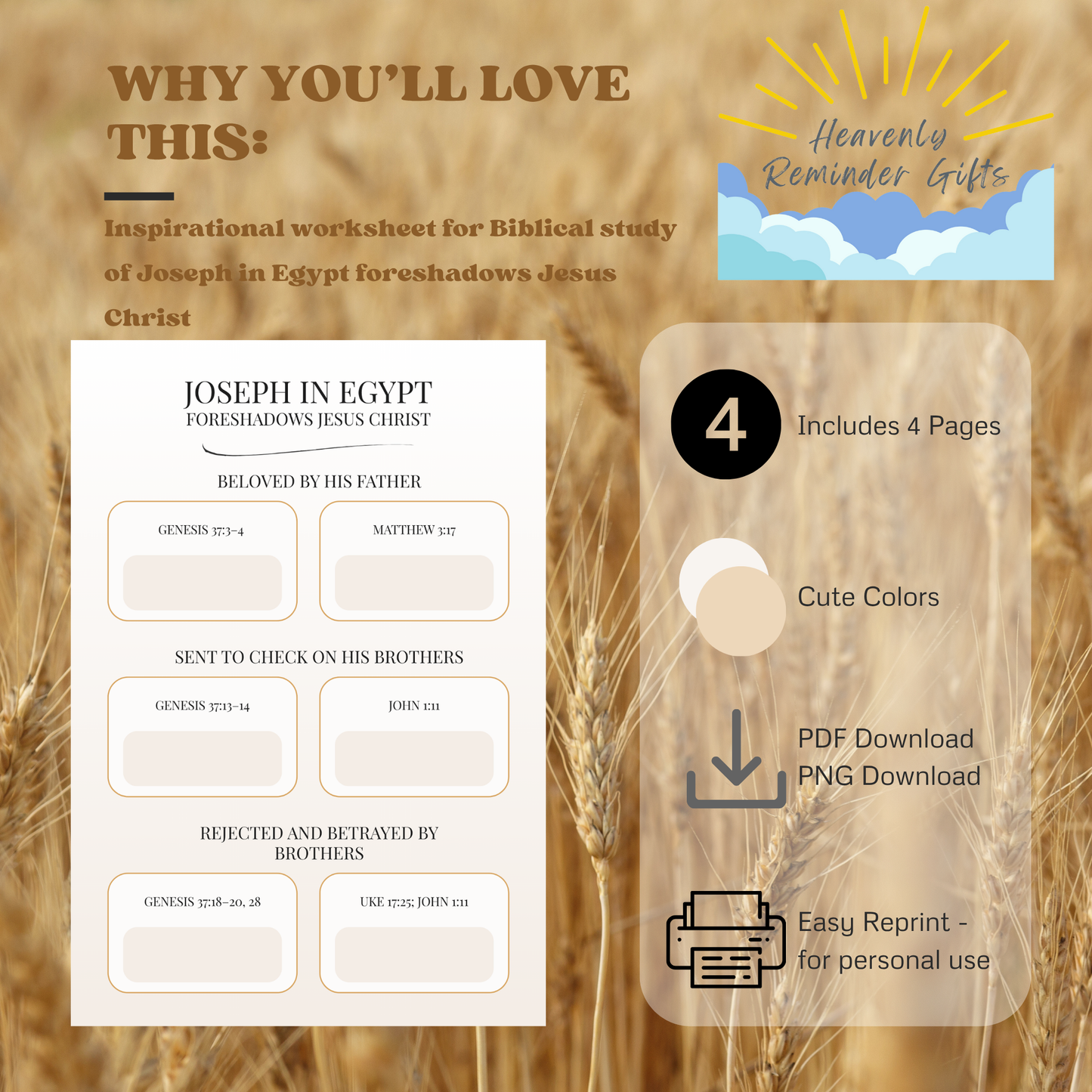 Joseph in Egypt Foreshadows Jesus Christ Printable