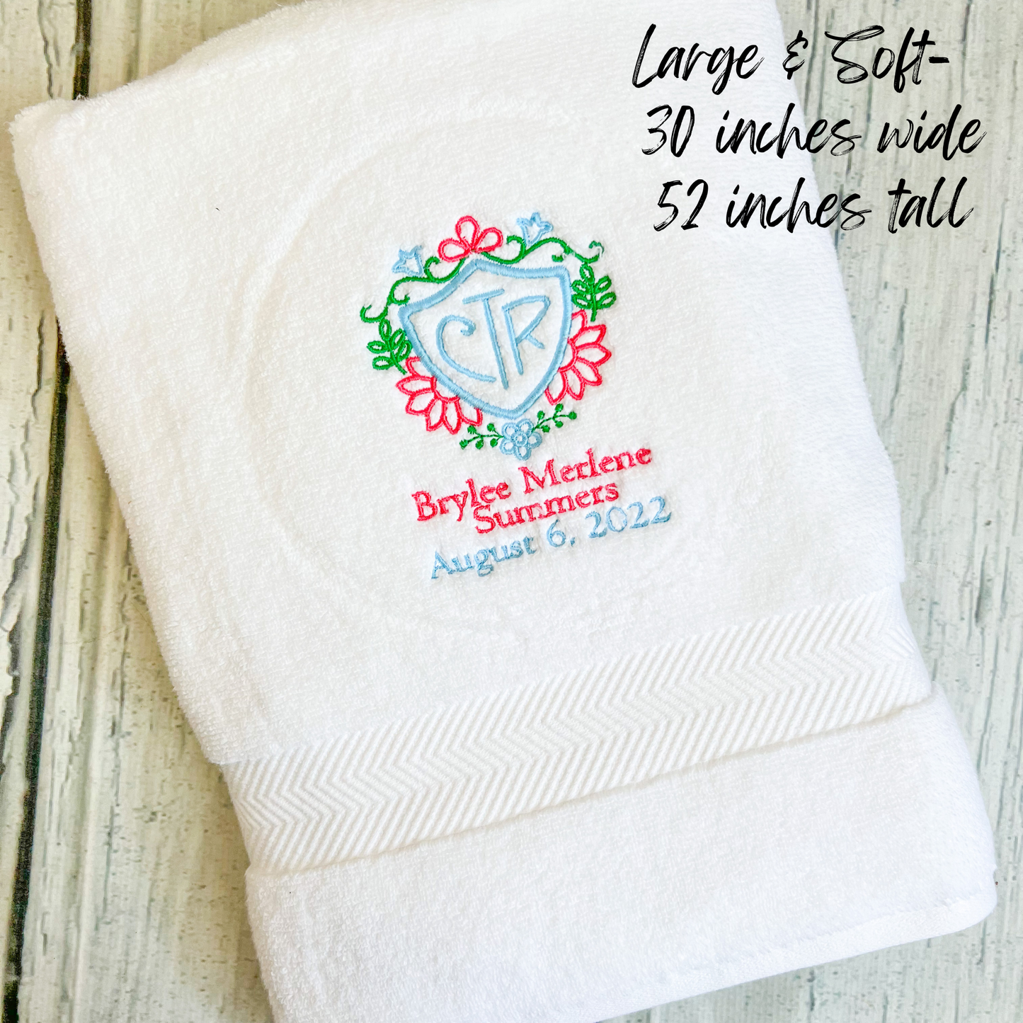 Custom CTR Baptism Towel | Floral