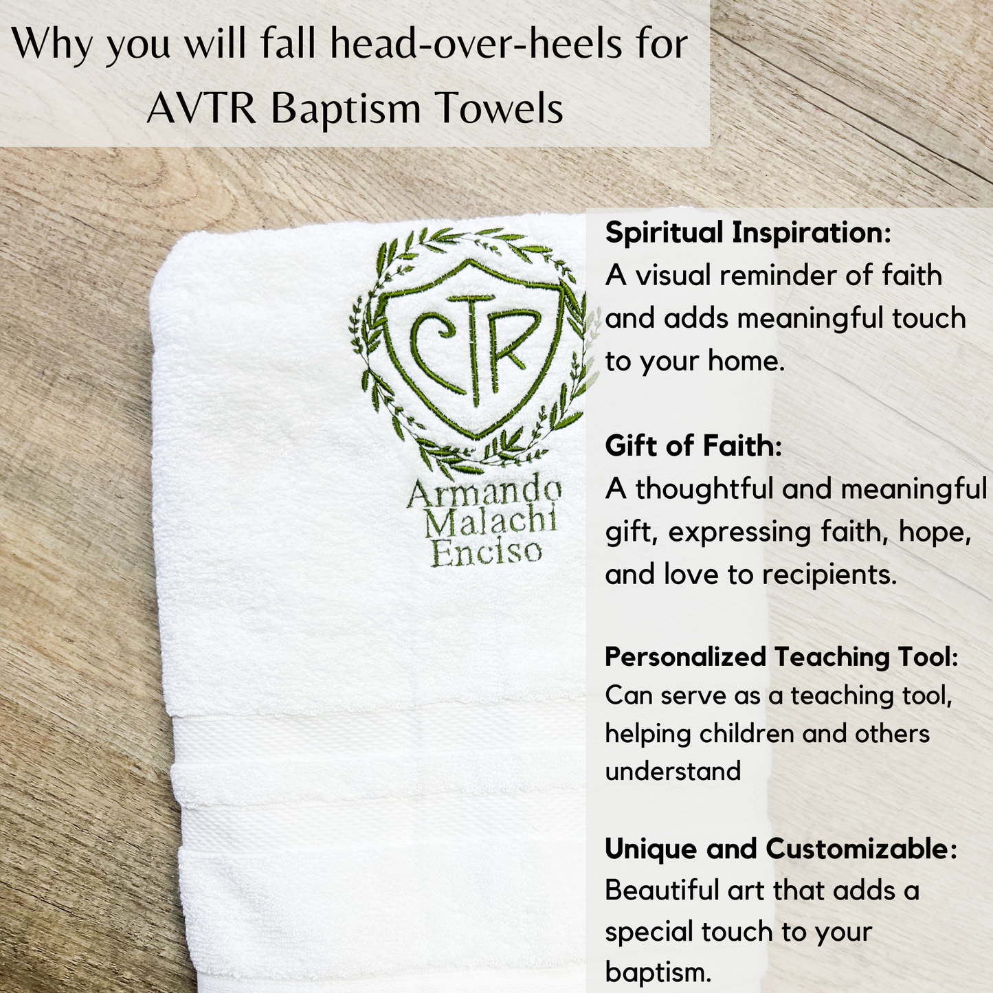 Custom CTR Baptism Towel | Wreath