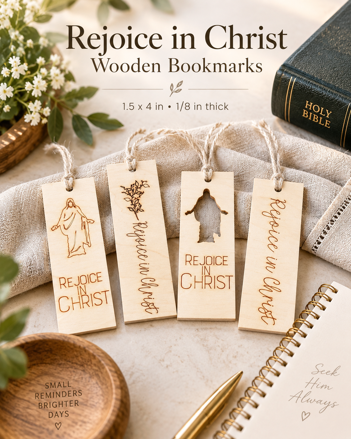Rejoice in Christ Wood Bookmark | 2027 LDS Youth Theme Gift