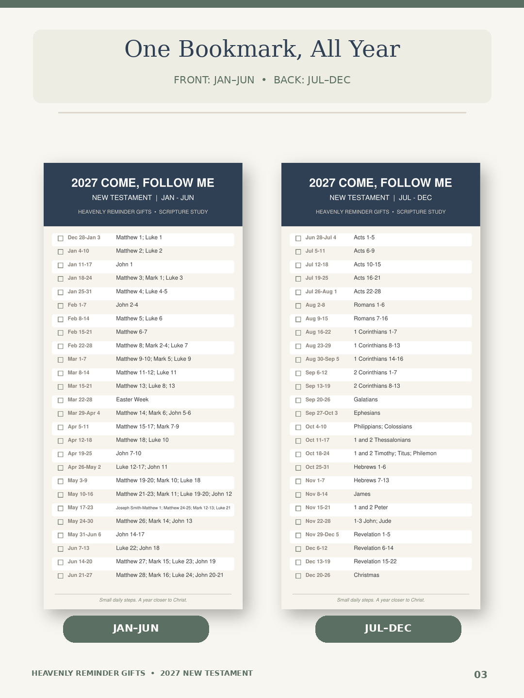 2027 Come Follow Me Reading Schedule