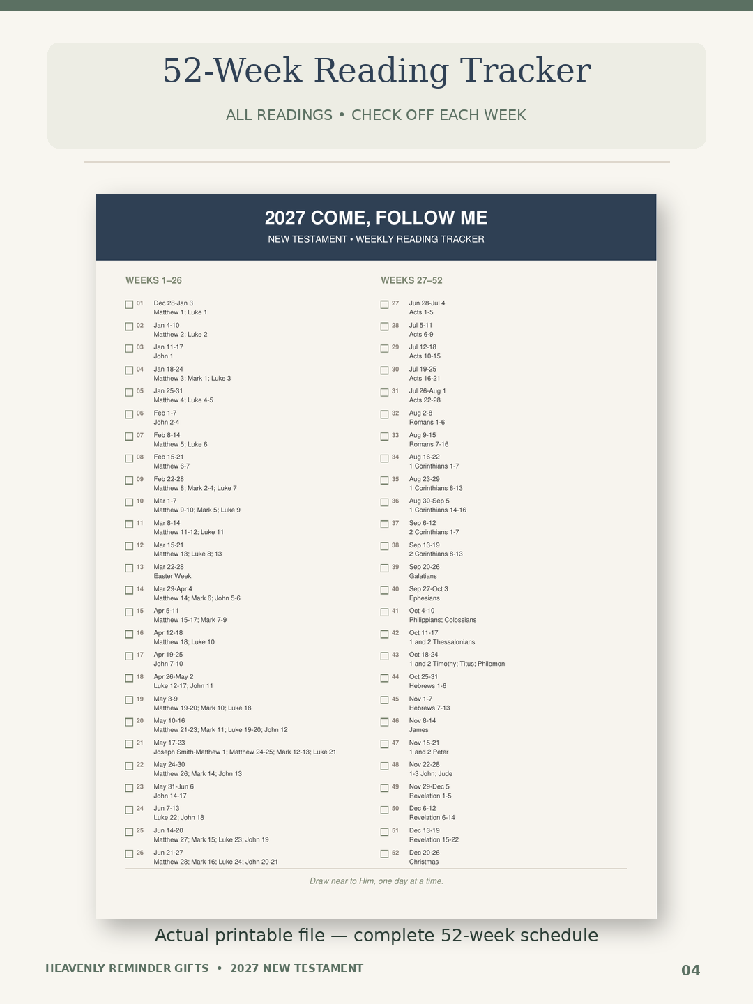 2027 Come Follow Me Reading Schedule