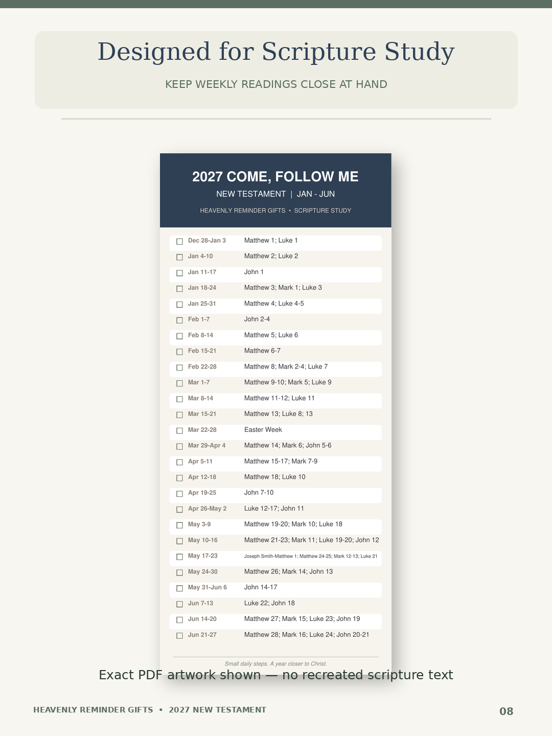 2027 Come Follow Me Reading Schedule