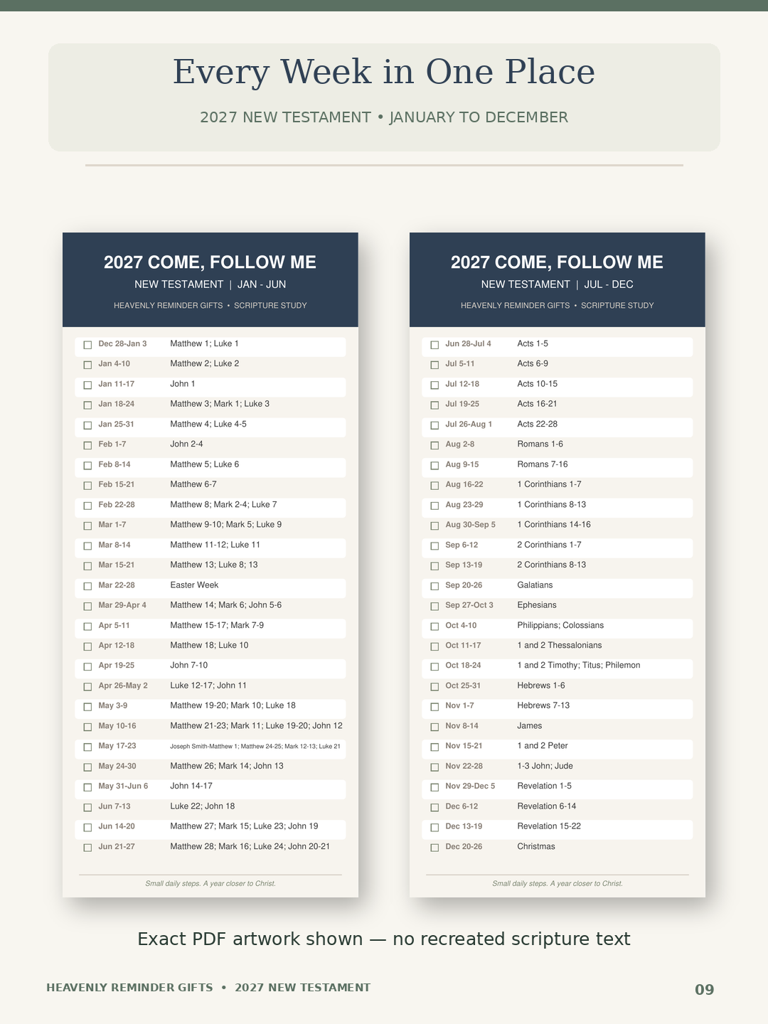 2027 Come Follow Me Reading Schedule