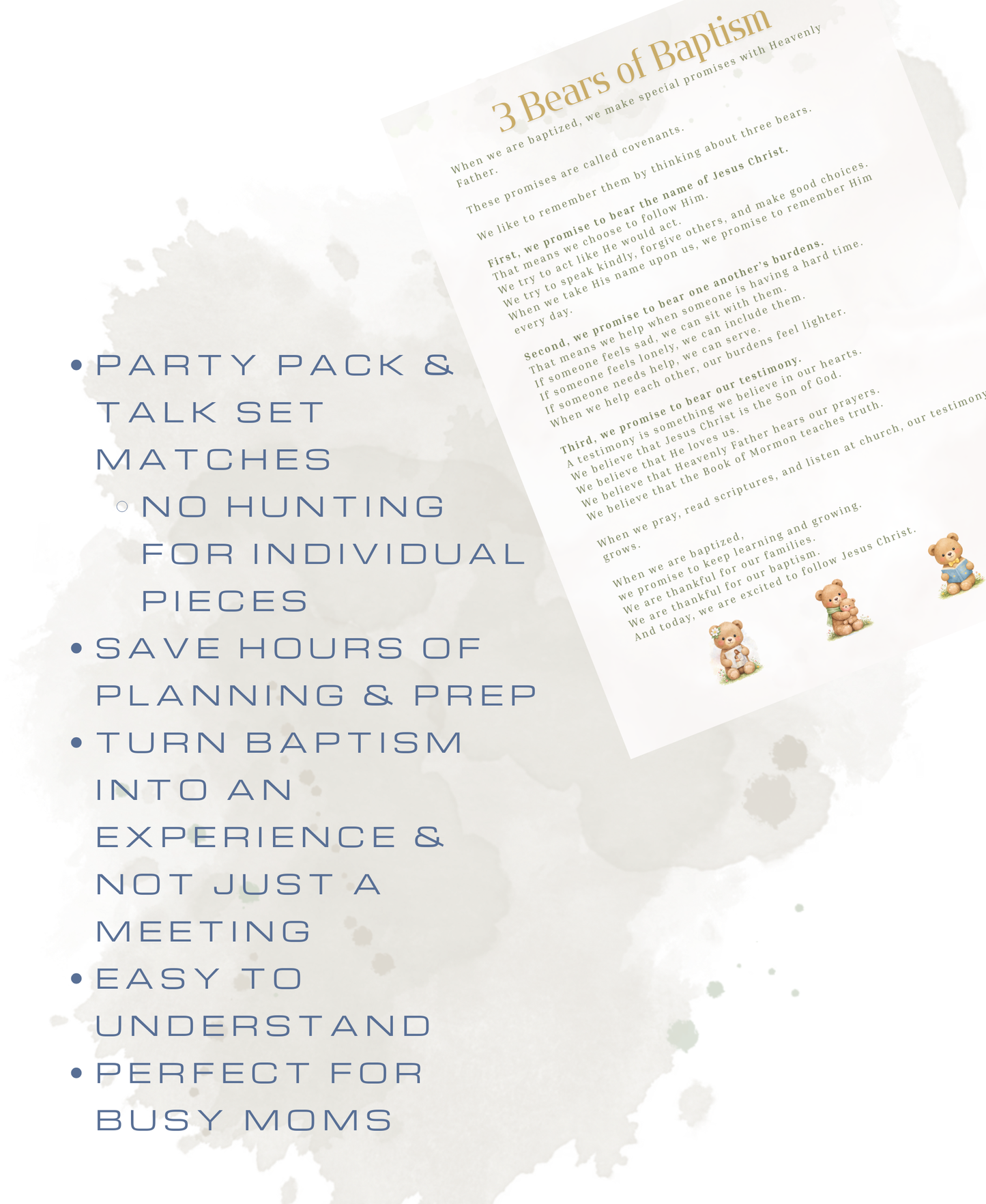3 Bears of Baptism Printable Bundle