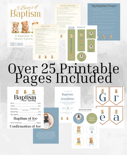 3 Bears of Baptism Printable Bundle