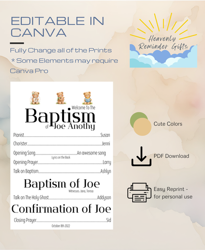 3 Bears of Baptism Printable Bundle