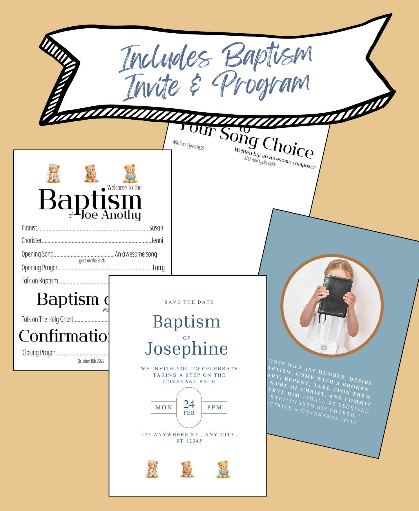 3 Bears of Baptism Printable Bundle