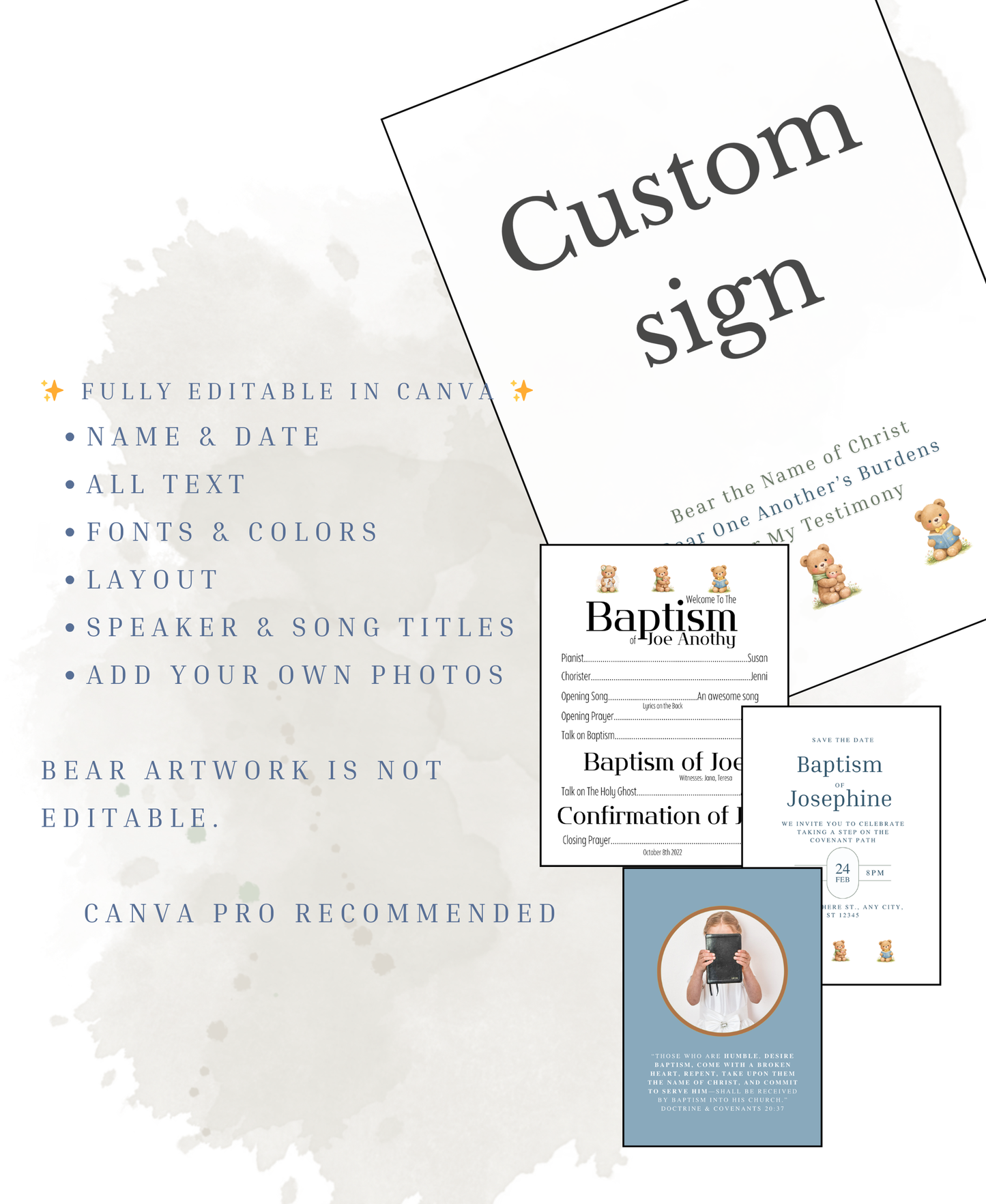 3 Bears of Baptism Printable Bundle