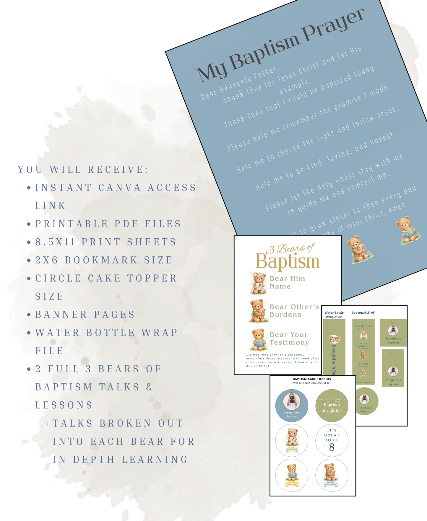 3 Bears of Baptism Printable Bundle