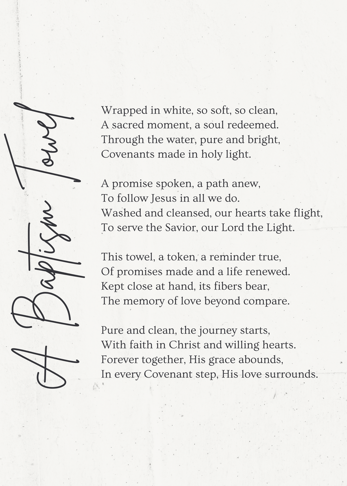 Wrapped in White Baptism Poem Card & Envelope