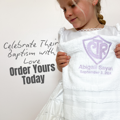 Encouragement to add on printable baptism gifts or wooden prayer coins with towel purchase, boost gift impact for young boys and girls entering the Church of Jesus Christ of Latter-day Saints, call to action to order now