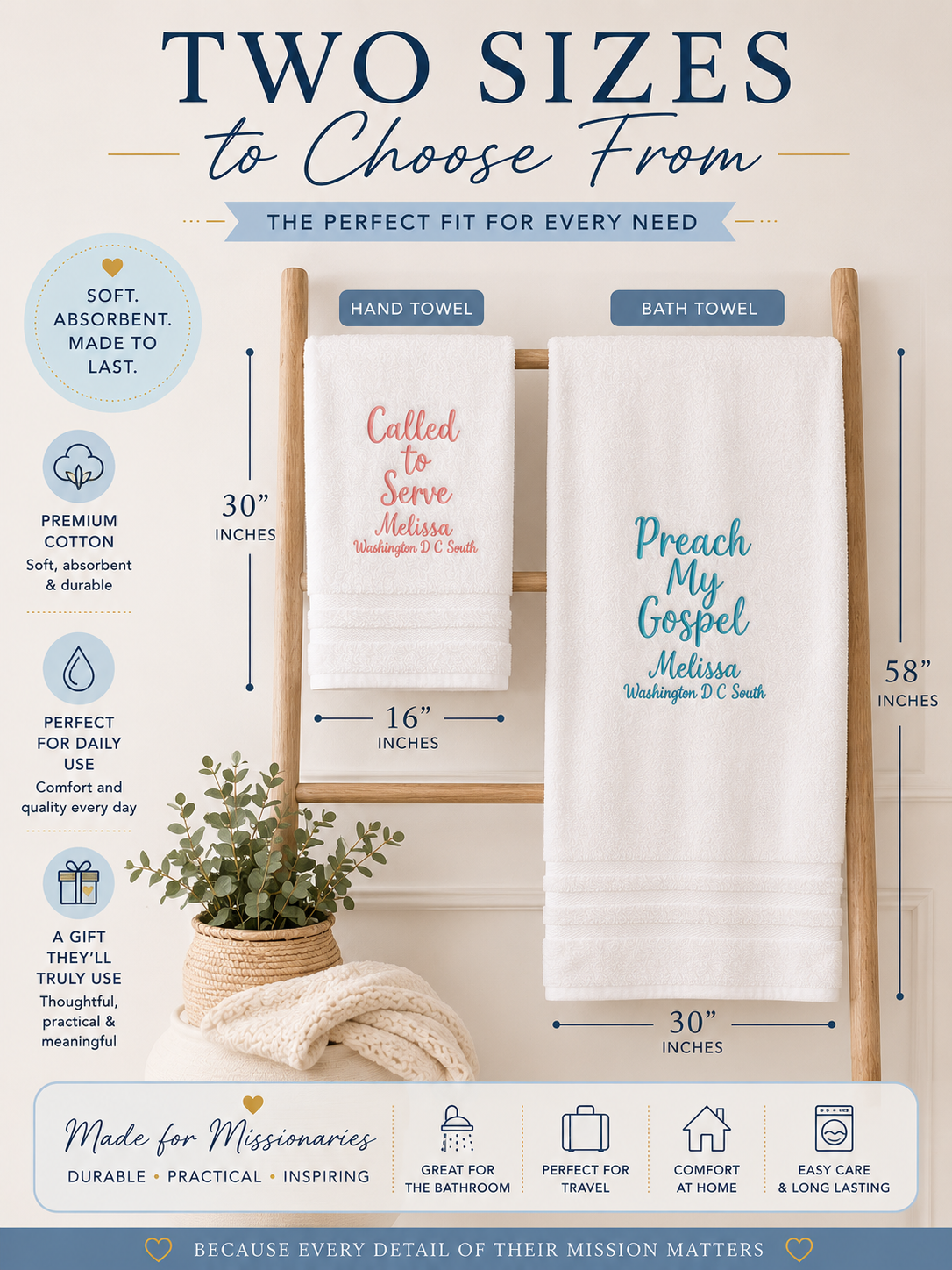 Personalized Missionary Towels