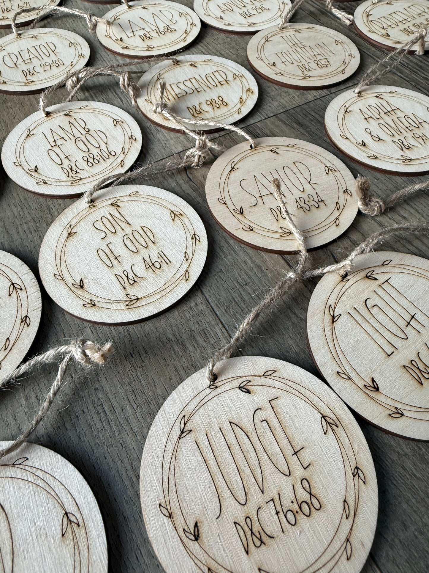 25 Names of Christ Wooden Ornament Set – Doctrine & Covenants Collection