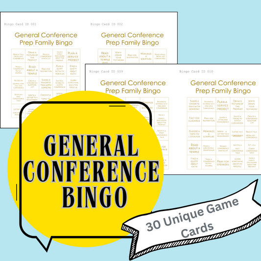 General Conference Prep Bingo Game