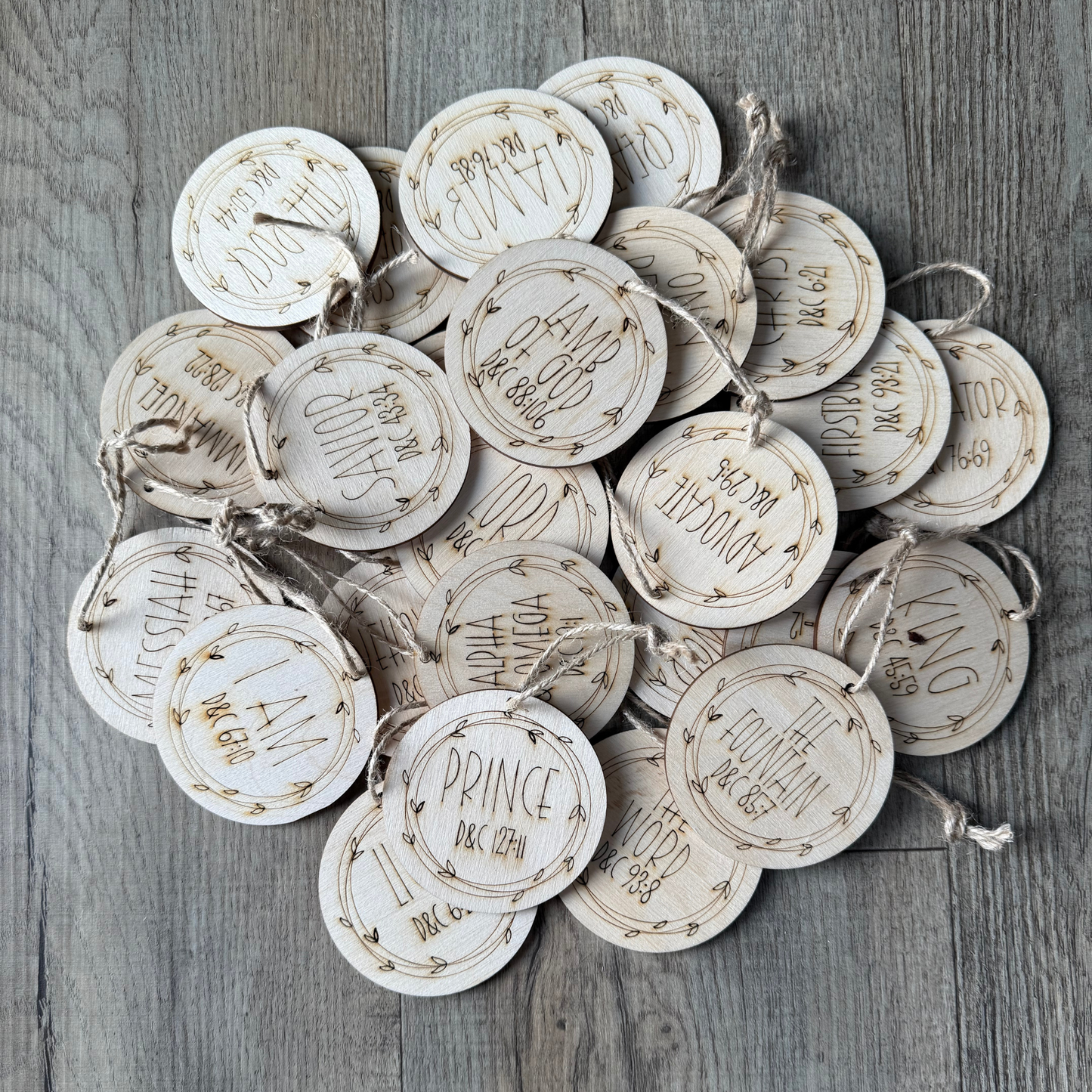 25 Names of Christ Wooden Ornament Set – Doctrine & Covenants Collection