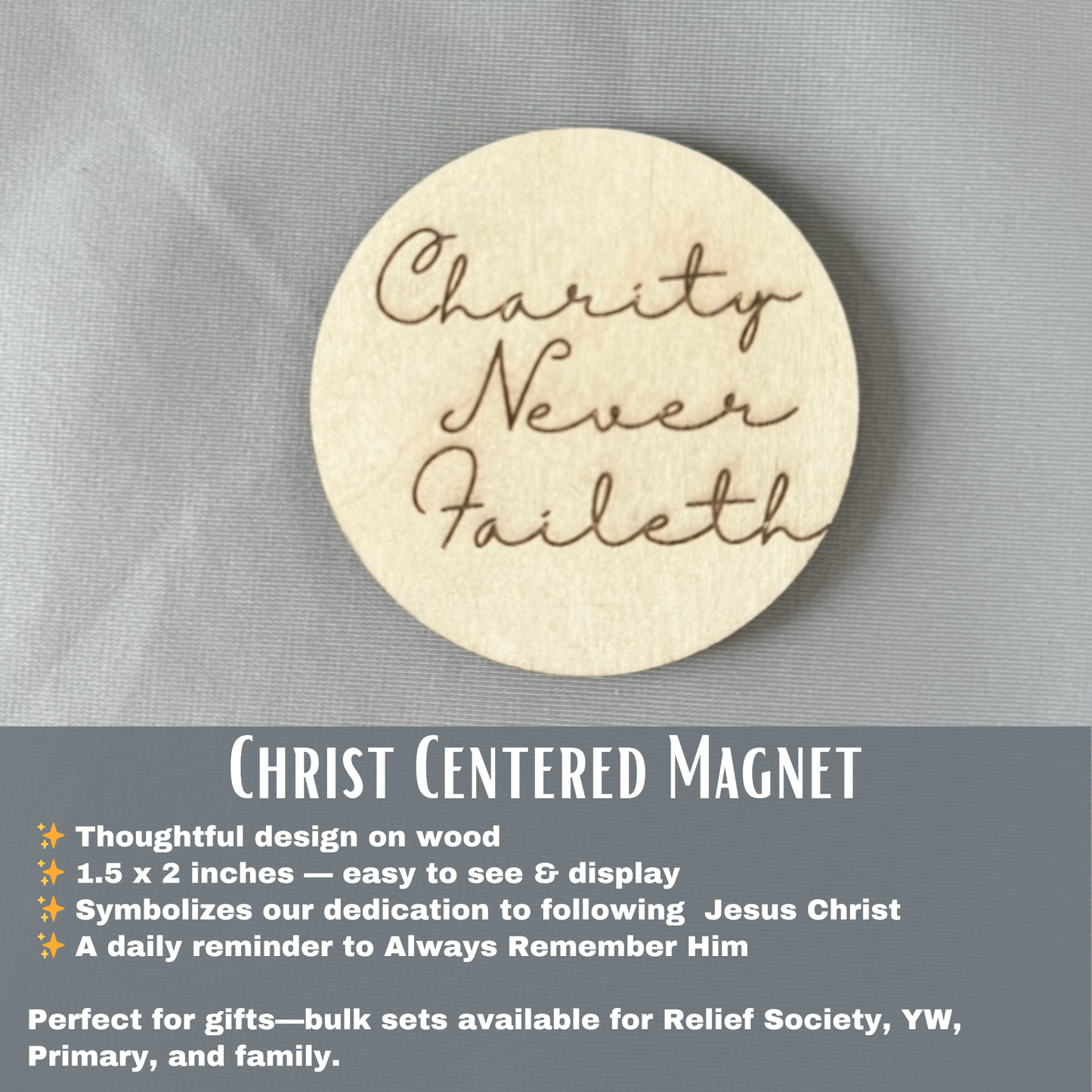 Relief Society Magnet | Charity Never Failth