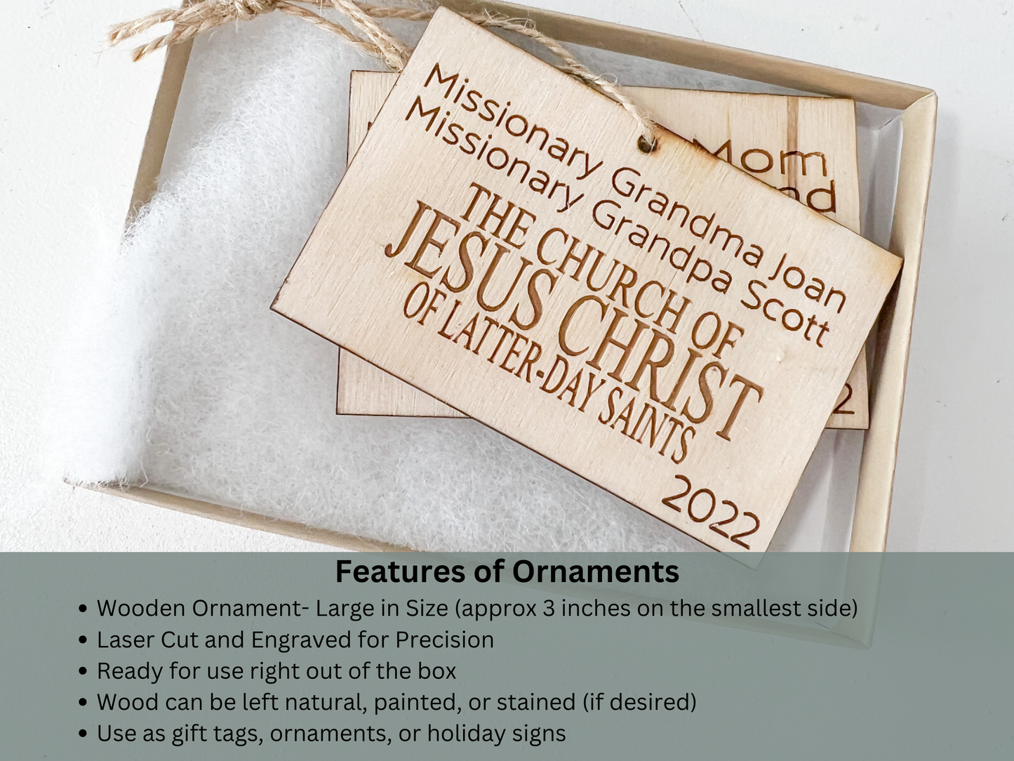 Custom Missionary Name Tag Ornament