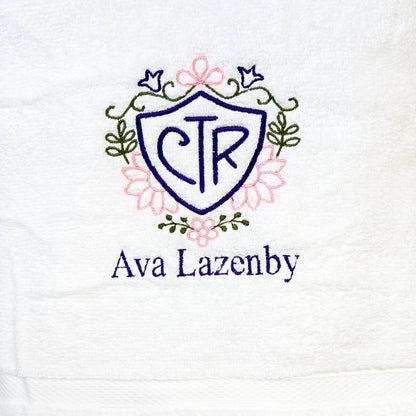 Custom CTR Baptism Towel | Floral