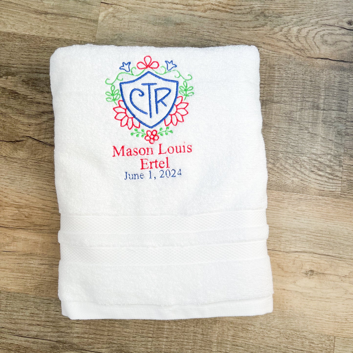 Custom CTR Baptism Towel | Floral