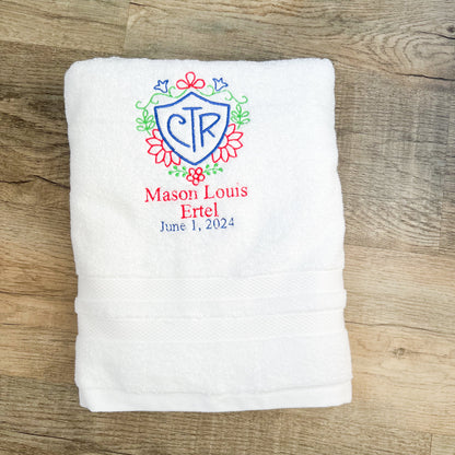 Custom CTR Baptism Towel | Floral