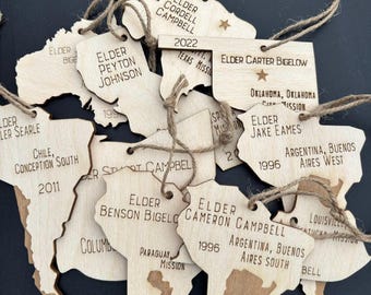 Custom Missionary Christmas Ornaments, Missionary Gift for Missiona...