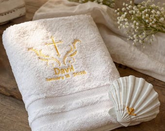 Baptism Towel and Seashell Gift Set