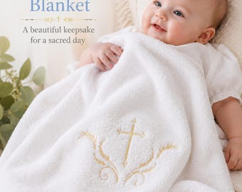 Baby Baptism Blanket | Personalized Baptismal Gift for Boys & Girls