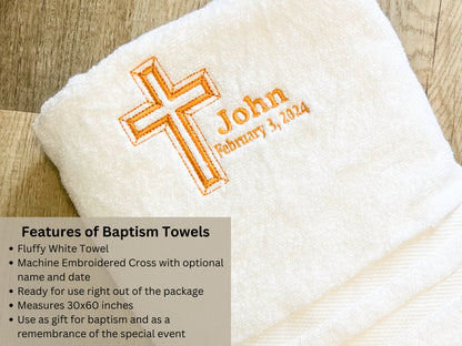 Cross Catholic Baptism Towel: Personalized