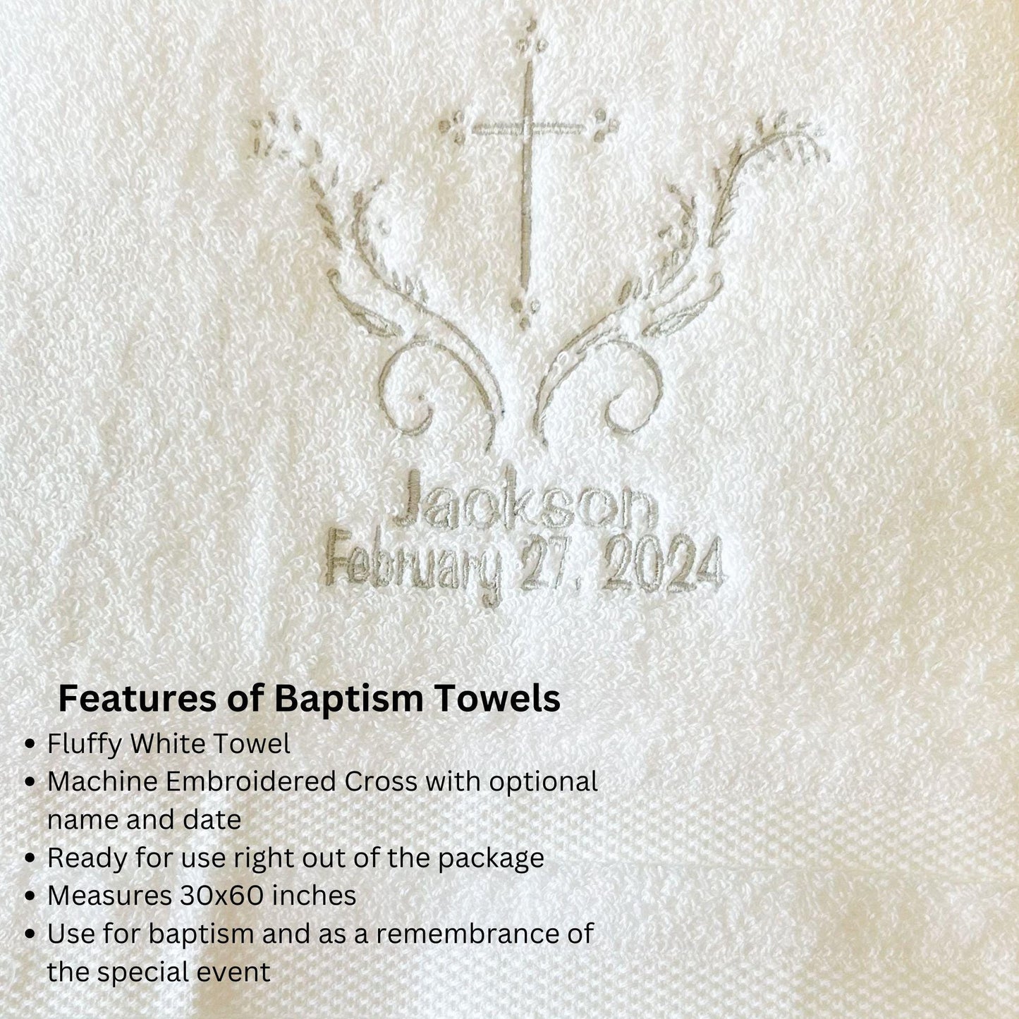 Fancy Cross Baptism Towel: Personalized