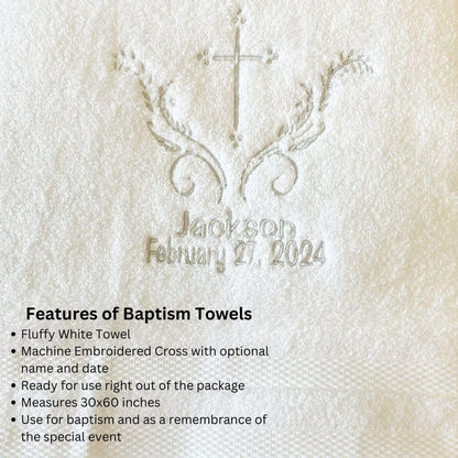 Fancy Cross Baptism Towel: Personalized